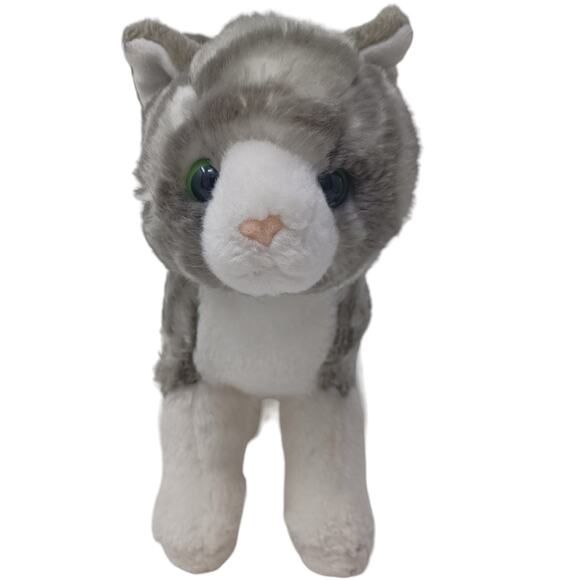 Aurora Miyoni Gray‎ Striped Realistic Kitten Cat Stuffed Animal Plush Toy 8" - Picture 1 of 7